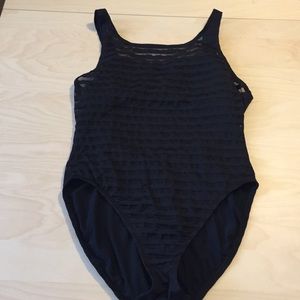 Anne Cole Black mesh striped swimming suit size 10